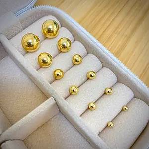 Brincos Tamanhos Diversos Bolinhas - Ouro 18k