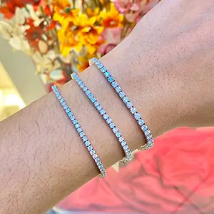 Pulseiras Riviera com Brilhantes em Diversos Tamanhos e Espessura Ouro Branco 18k